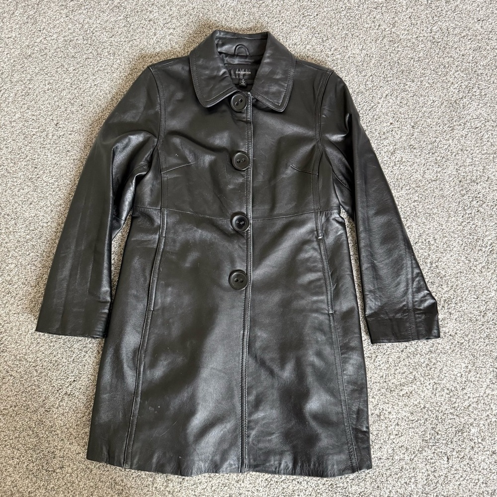 Colebrook Black Genuine Soft Leather Snap Close Coat Jacket Gothic Womenβs M